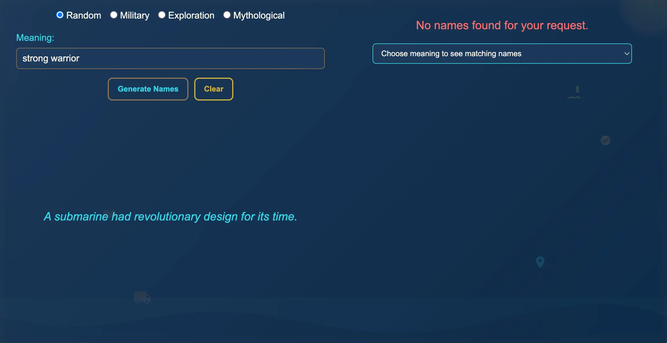 Ship Name Search with No Result